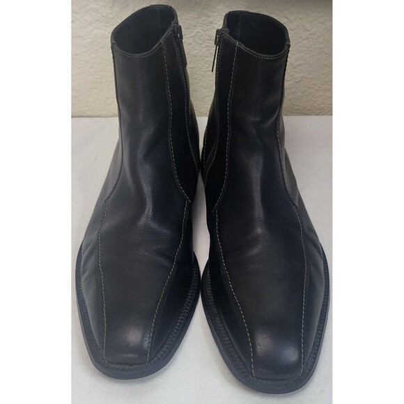 Hugo Boss Rare Chelsea Chukka Ankle Side Zip Black Leather Boots Men's Size 10 - Picture 5 of 12